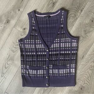 Tommy Hilfiger 100% cotton Plaid Sleeveless‎ Cardigan Vest